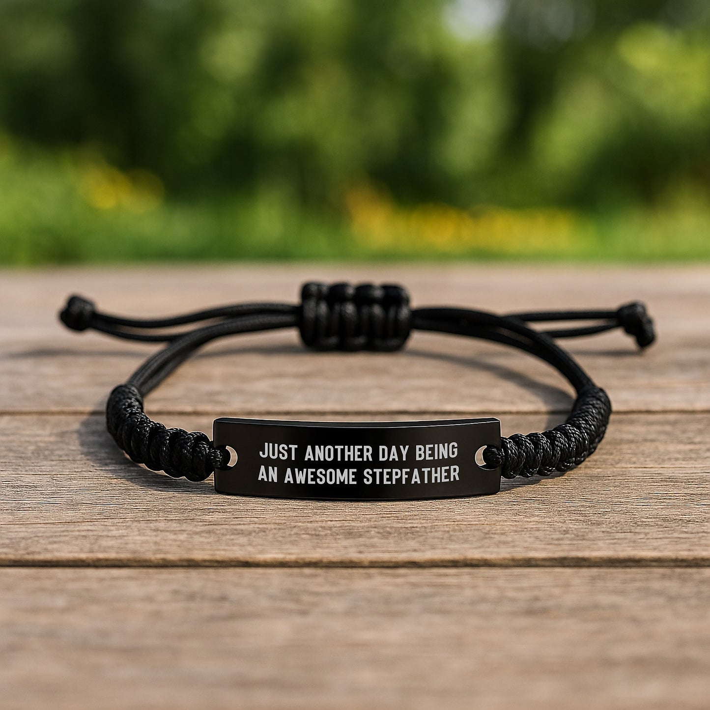 Just Another Day Being An Awesome Stepfather Funny Quote Gifts for Stepfather Rope Bracelet Gift from Men to Men for Christmas Unique Presents - Image 2