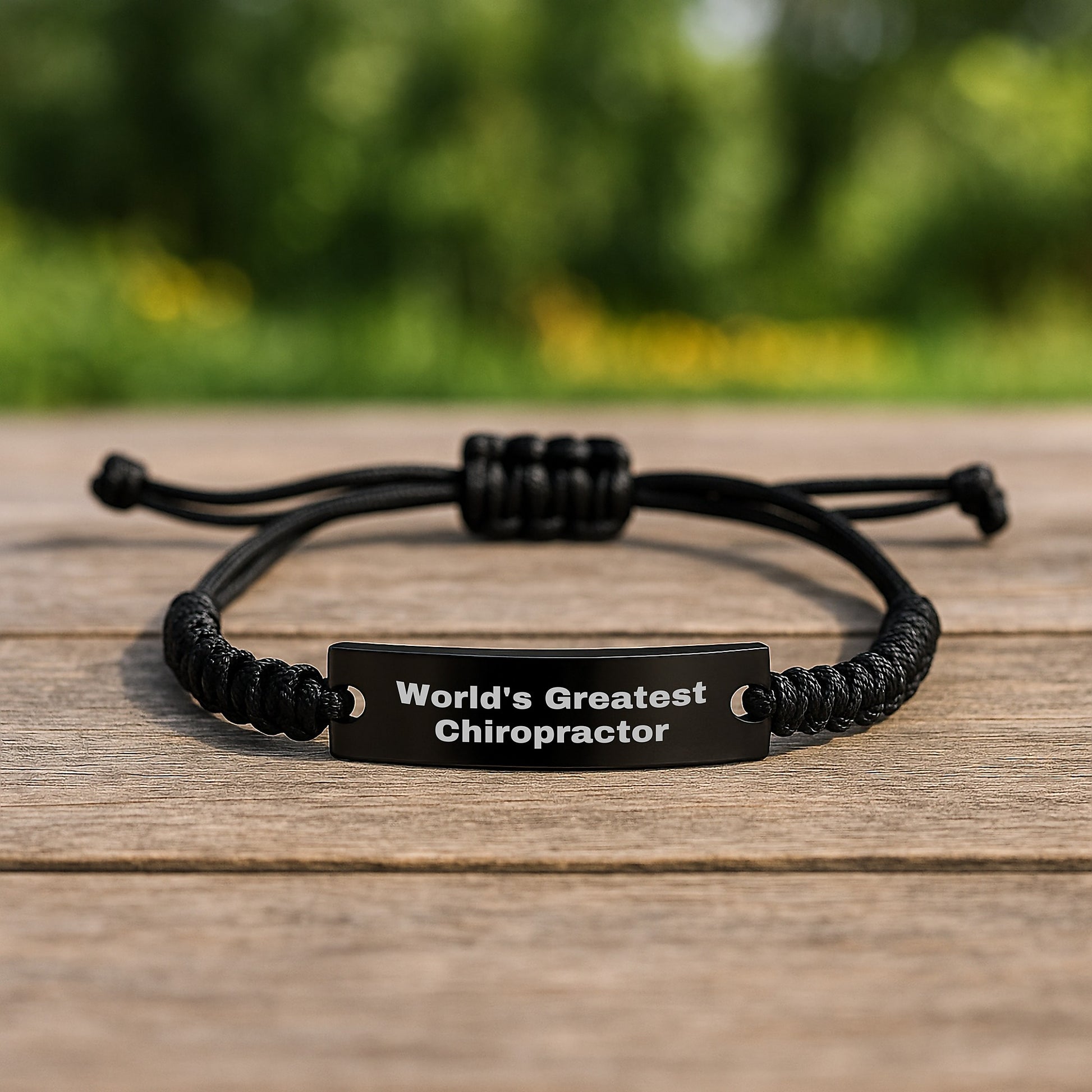Funny Chiropractor Gifts from Men on Father's Day, Rope Bracelet Quote 'World's Greatest Chiropractor', Chiropractor Appreciation - Image 2