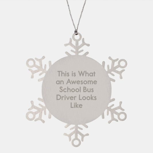 Funny School Bus Driver Gifts from Friends and Family - Awesome School Bus Driver Snowflake Ornament, Christmas Unique Gifts for School Bus Driver - Image 1