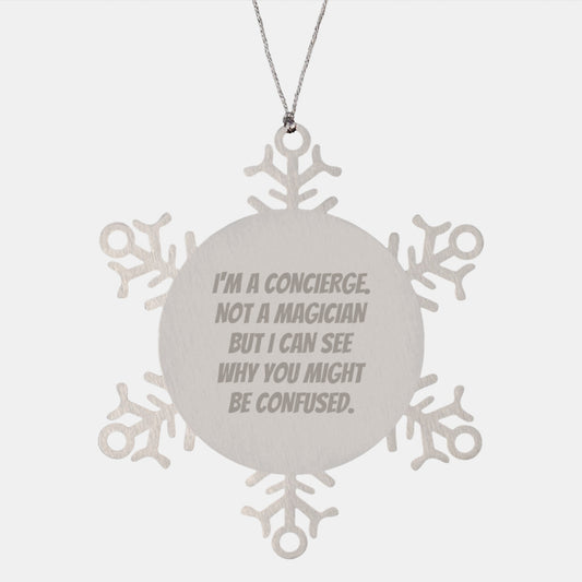 Funny Concierge Gifts from Friends to Concierge, Snowflake Ornament for Christmas Unique Presents - Image 1