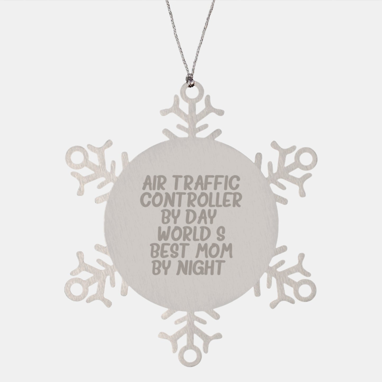 Air Traffic Controller Gifts, Funny Snowflake Ornament for Christmas Unique Gifts from Family to Mom, Air Traffic Controller By Day, World's Best Mom By Night. - Image 1