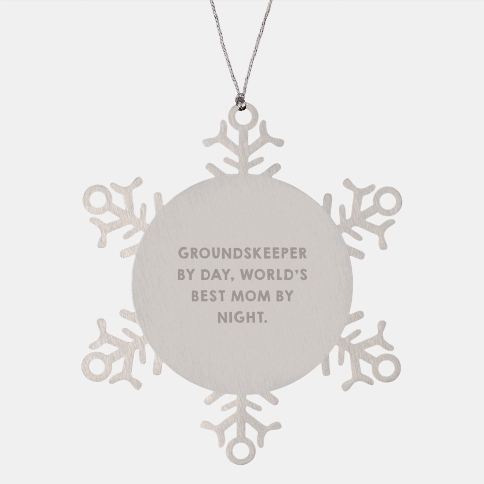 Funny groundskeeper Gifts from Family for groundskeeper By Day World's Best Mom By Night Snowflake Ornament - Image 1