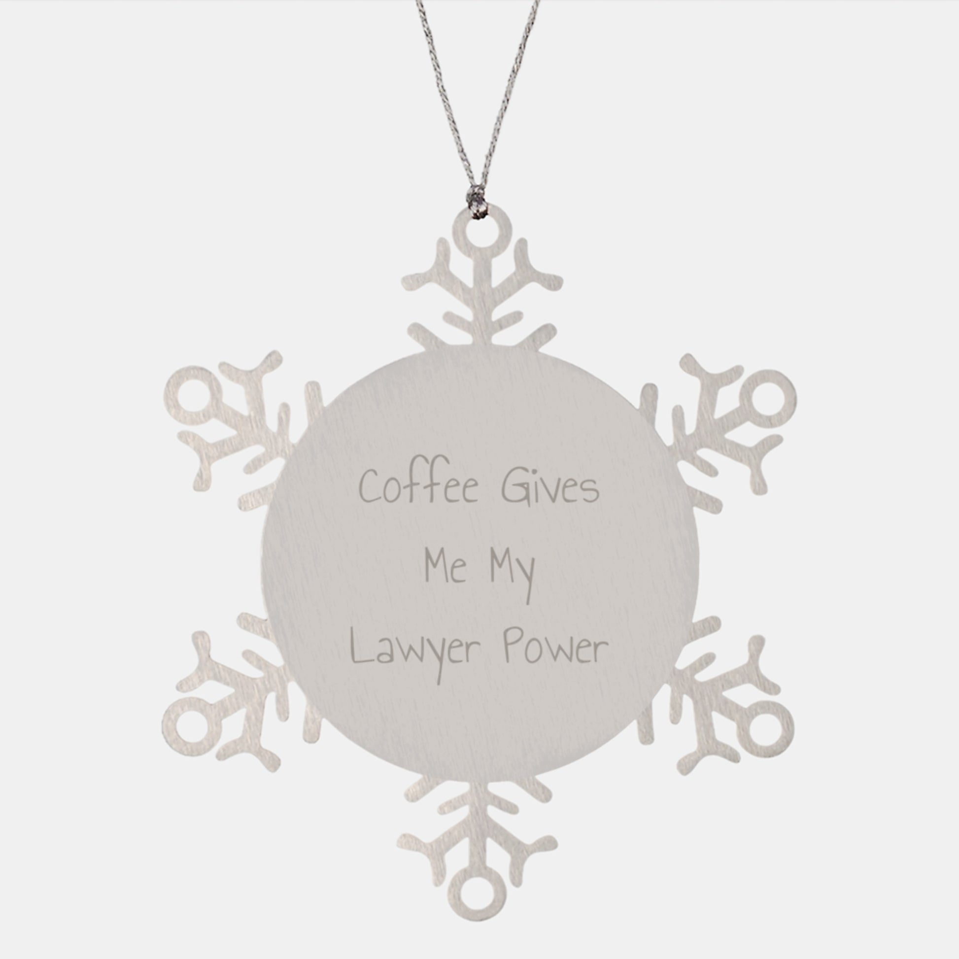 Funny Lawyer Gifts from Friends, Coffee Gives Me My Lawyer Power Snowflake Ornament for Lawyer Men, Unique Christmas Unique Gifts for Lawyer Family - Image 1