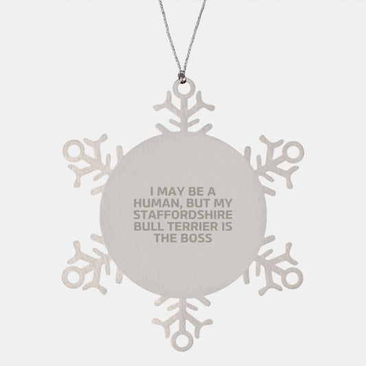 Staffordshire Bull Terrier Dog Snowflake Ornament Funny Quote Gifts from Family for Men - Image 1
