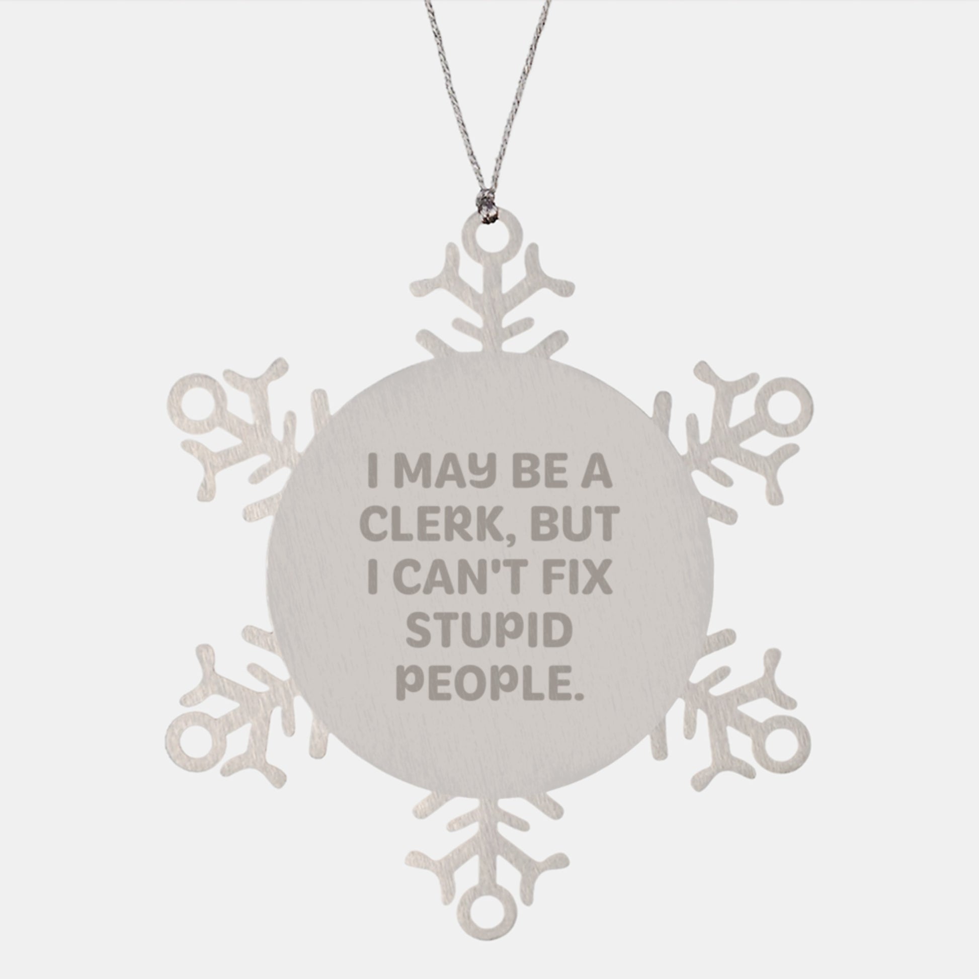 Funny Clerk Christmas Snowflake Ornament Gifts from Friends, Unique Clerk Office Decorations, Clerk Snowflake Ornament for Women Men Coworkers Family - Image 1