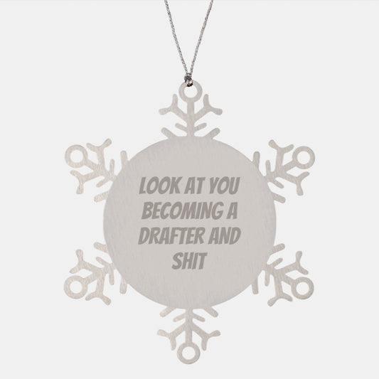 Funny Drafter Gifts from Men to Women - Christmas Unique Snowflake Ornament for Drafter Friends and Family - Image 1