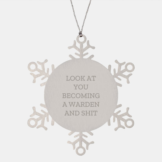 Warden Gifts from Friends - Funny Snowflake Ornament for Warden, Christmas Unique Presents - Image 1