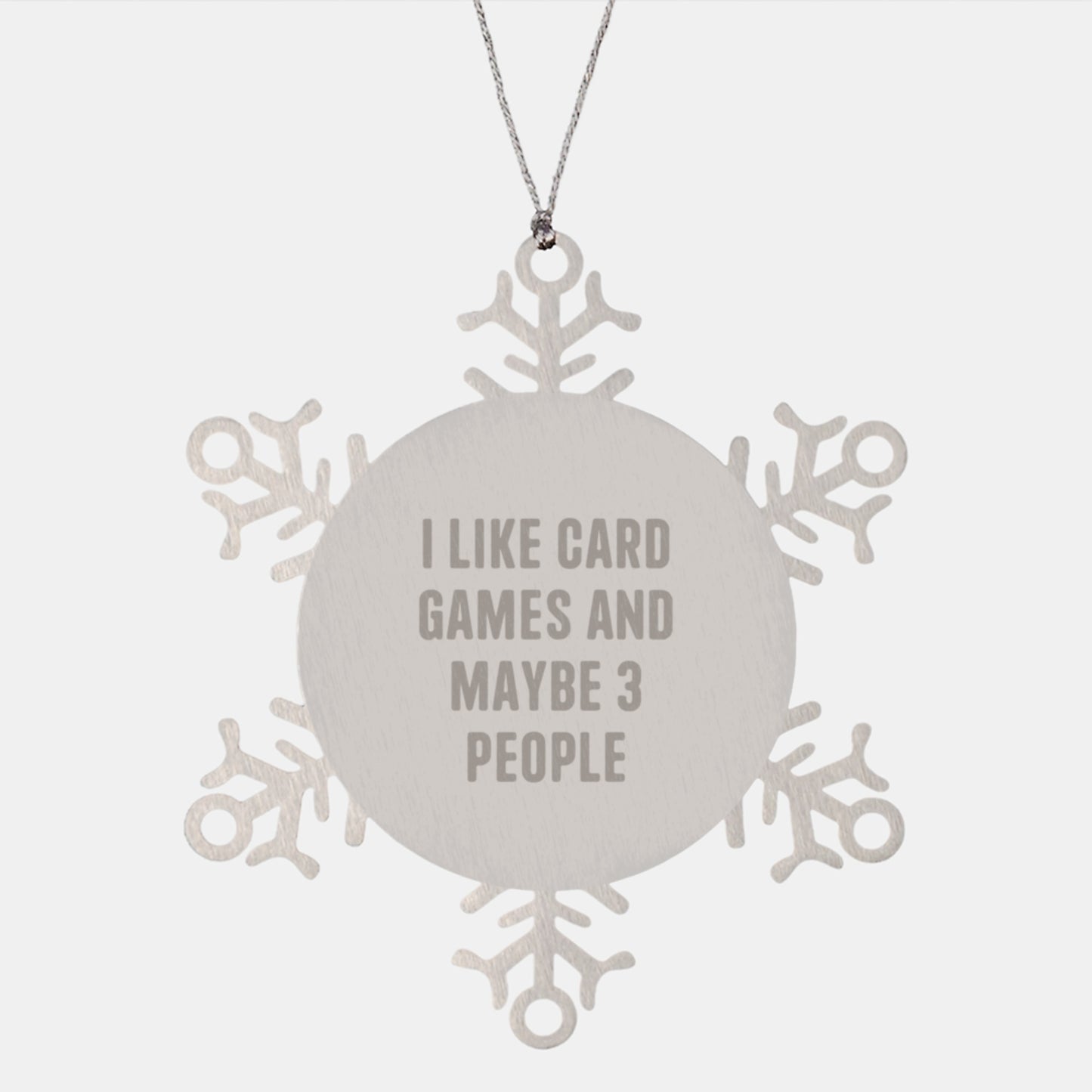 Funny Card Games Gifts from Friends for Men who Like Card Games and Maybe 3 People Snowflake Ornament - Image 1