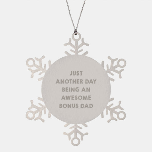 Funny Snowflake Ornament Gifts from Men to Awesome Bonus Dad, Christmas Unique Gifts for Bonus Dads, Snowflake Ornament - Image 1