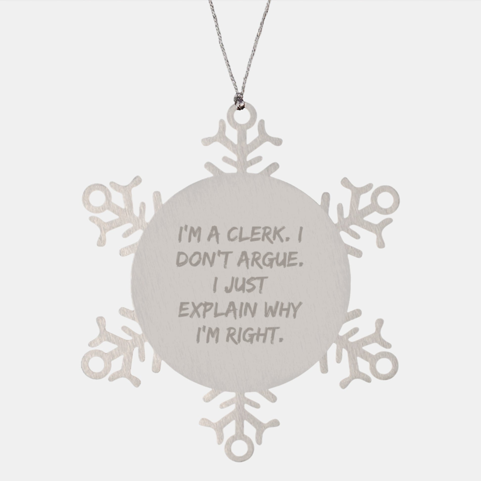 Witty Clerk Snowflake Ornament for Friends Novelty Christmas Unique Gift - Image 1