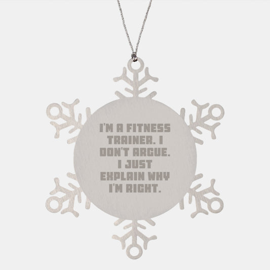 Funny Fitness Trainer Gifts from Friends, Unique Snowflake Ornament for Fitness Trainers, Christmas Unique Gifts for Men - Image 1