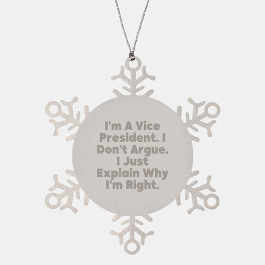 Funny Vice President Snowflake Ornaments for Christmas Unique Gifts from Men to Vice President Friends - Image 1