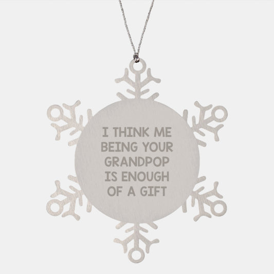 Funny Grandpop Gifts for Men from Grandchildren on Christmas Unique Ornaments Snowflake Decoration - Image 1