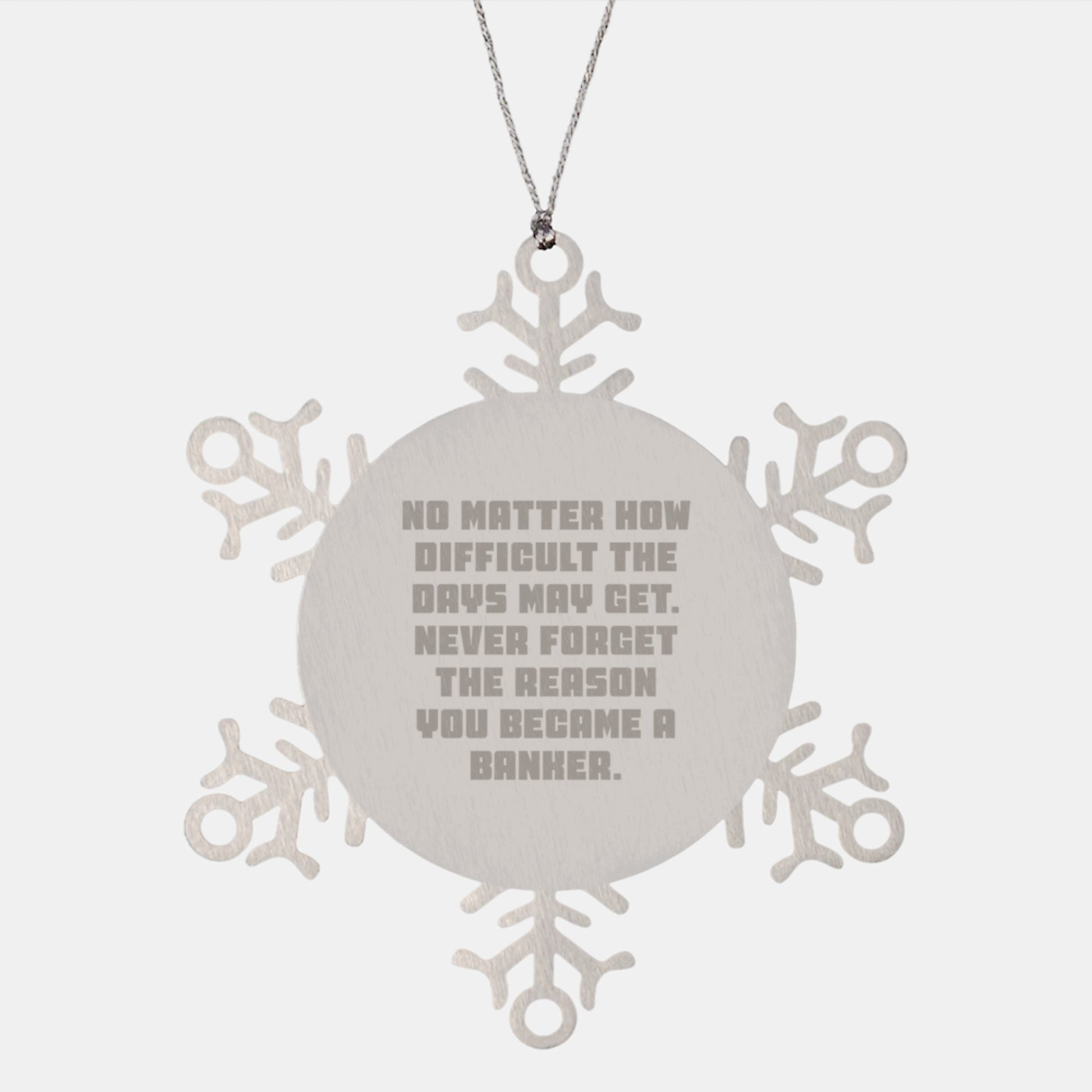 Funny Banker Gift Inspirational Snowflake Ornament, Gifts for Men Women Coworkers, 'Never Forget The Reason You Became A Banker' Christmas Unique Gifts - Image 1