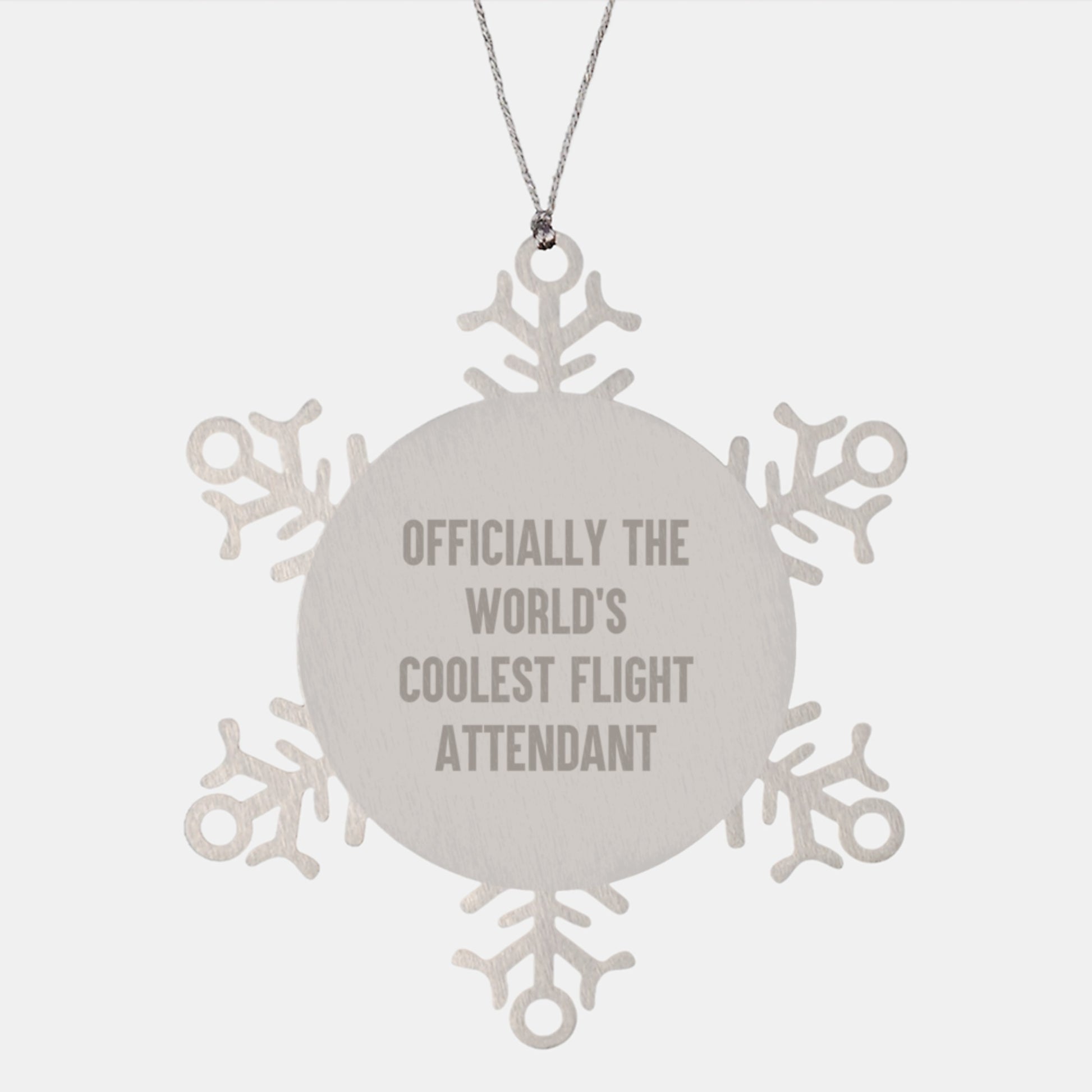 Officially The World's Coolest Flight Attendant Funny Snowflake Ornament Gifts from Friends to Flight Attendants for Christmas Unique Presents - Image 1