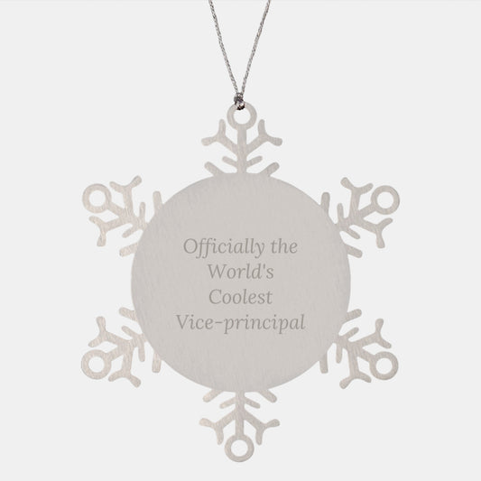 Funny Vice-principal Gifts for Men from Family - Snowflake Ornament, 'Officially The World's Coolest Vice-principal', Christmas Unique Gifts - Image 1