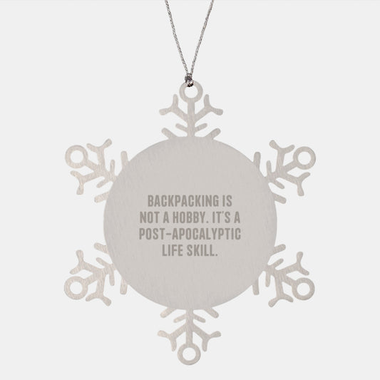 Backpacking Favorite Kids Adventure Snowflake Ornament Christmas Gift - Image 1