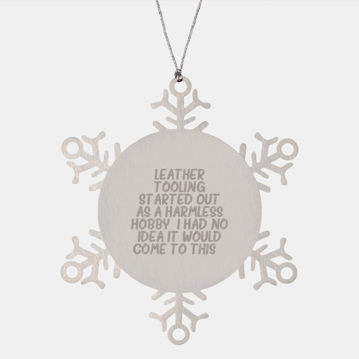 Christmas Gift Ornament for Her Leather Tooling Quote Snowflake - Image 1