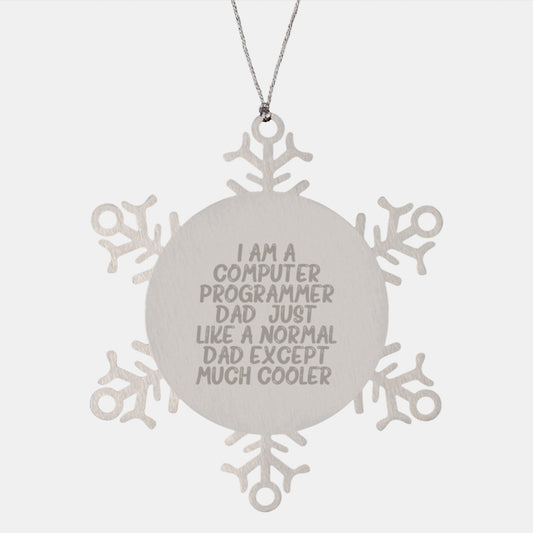 Computer Programmer Dad Snowflake Ornament, Funny Gifts for Men, Women, Friends, Coworkers, Family, Christmas Unique Ornaments - Image 1