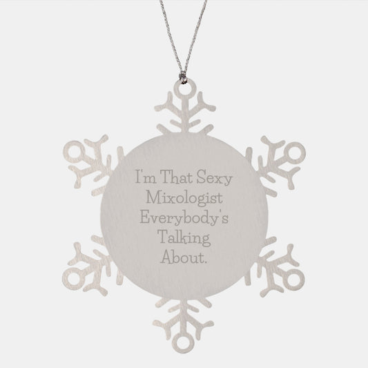 Sexy Mixologist Gift, Unique Snowflake Ornament for Christmas, Fun Bar Decor - Image 1