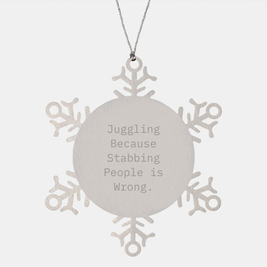 Juggling Snowflake Ornaments as Gifts from Men to Friends, Unique Christmas Unique Gifts for Juggling Enthusiasts, Funny Juggling Quote - Image 1