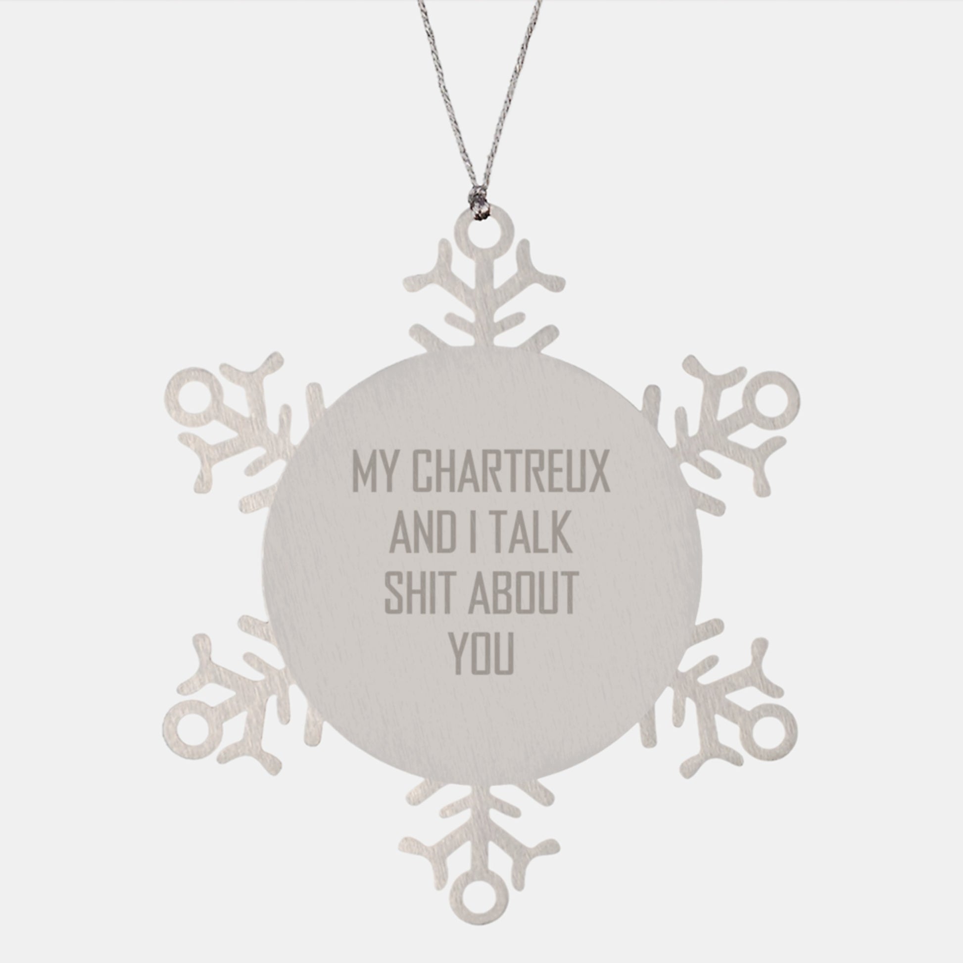 Funny Chartreux Cat Gifts from Family Friends, Christmas Unique Gifts for Chartreux Cat Lovers, Stainless Steel Snowflake Ornament - Image 1