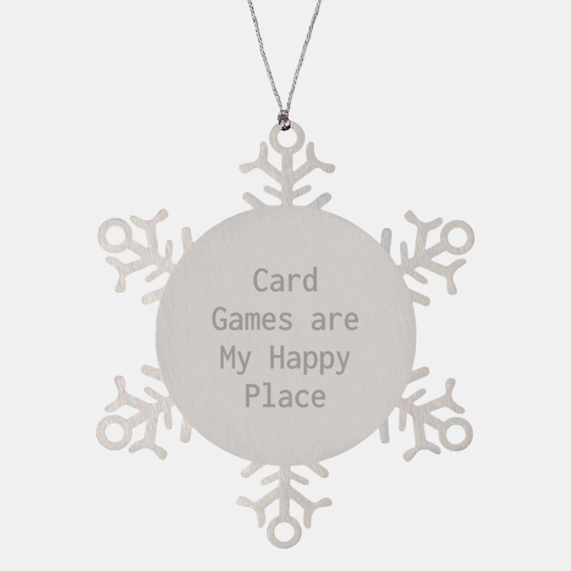 Gifts from Friends and Family - Snowflake Ornament for Card Games Enthusiasts, Funny Quote - Card Games Are My Happy Place, Unique Christmas Unique Gifts for Men and Women - Image 1