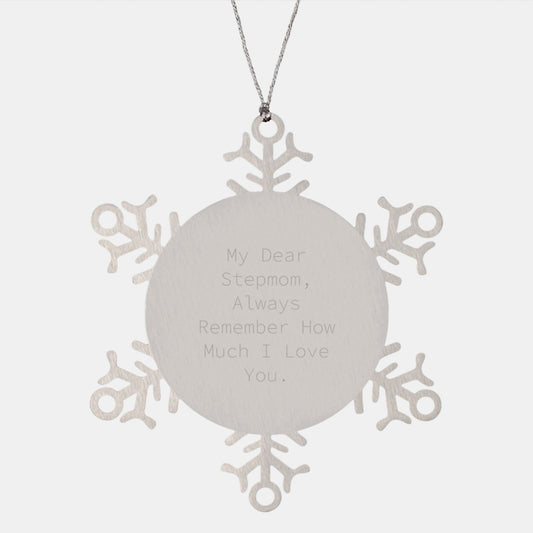 Funny Stepmom Gifts - Snowflake Ornament with Inspirational Quote - Gifts from Family for Stepmom, Christmas Unique Gifts for Step Mom, Shatterproof Stainless Steel Ornament - Image 1