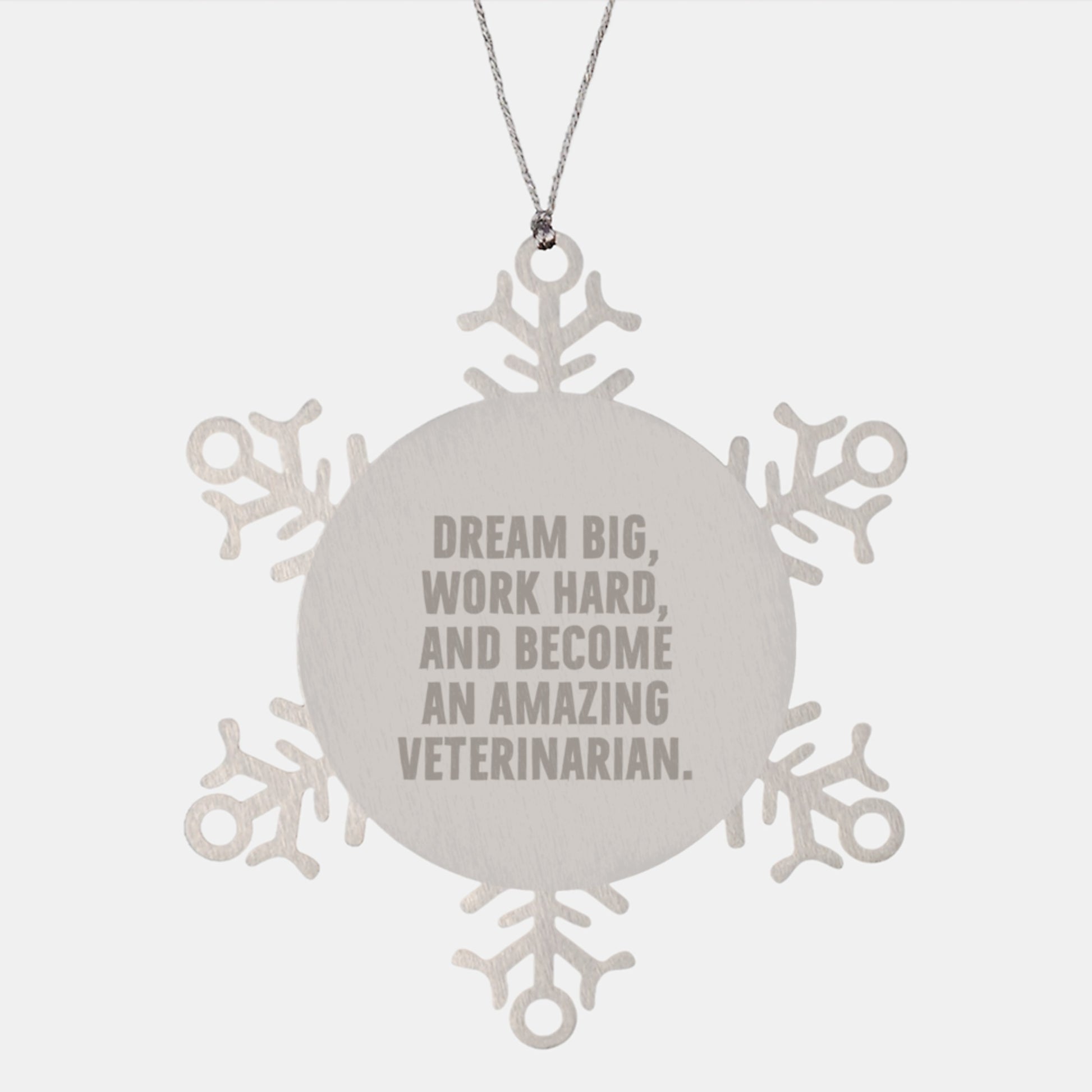 Inspirational Veterinarian Gifts for Christmas - 'Dream Big, Work Hard, And Become An Amazing Veterinarian.' Snowflake Ornament from Friends - Image 1