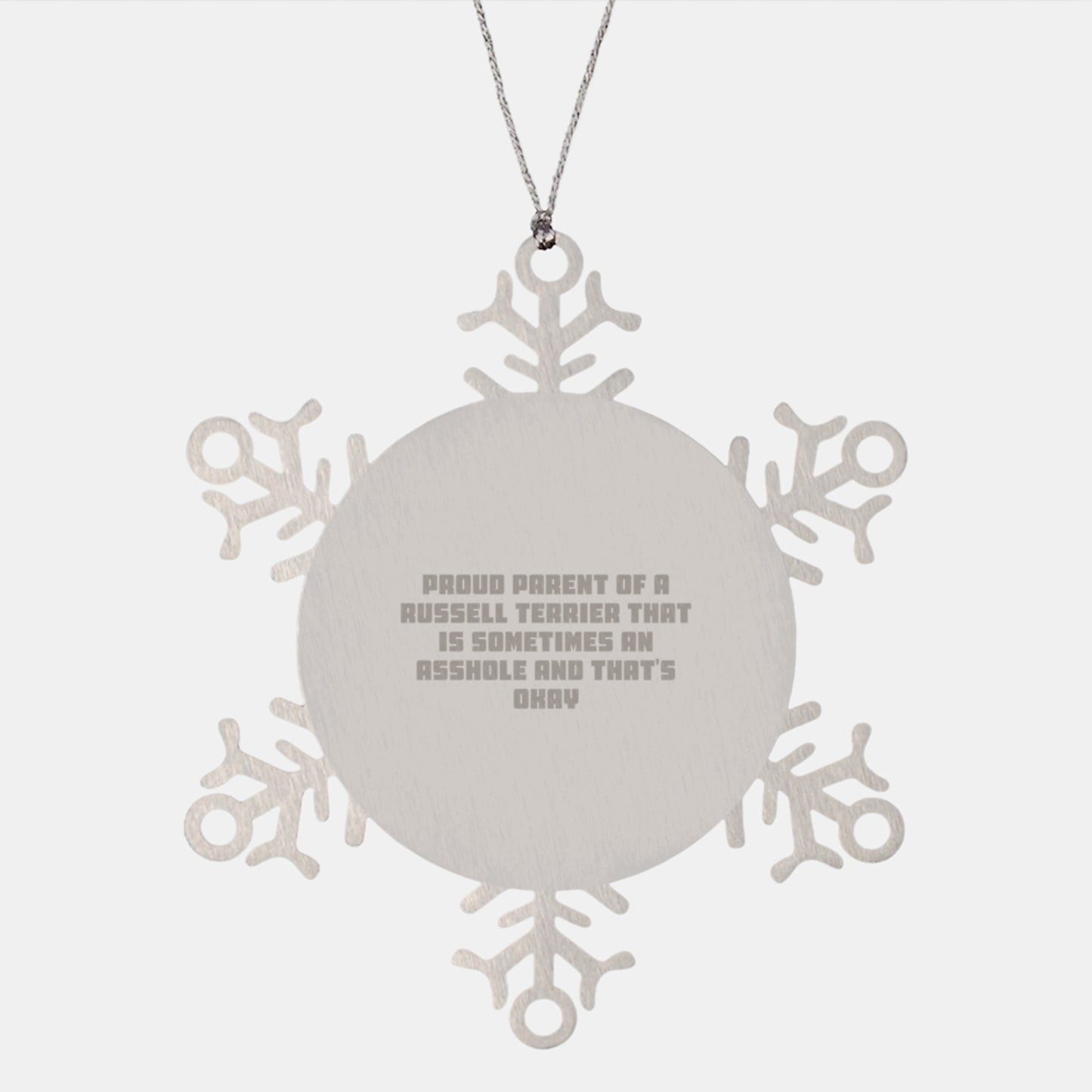 Funny Russell Terrier Dog Gifts for Men, Women, and Friends - Snowflake Ornament with 'Proud Parent' Quote, Christmas Unique Gifts from Family - Image 1