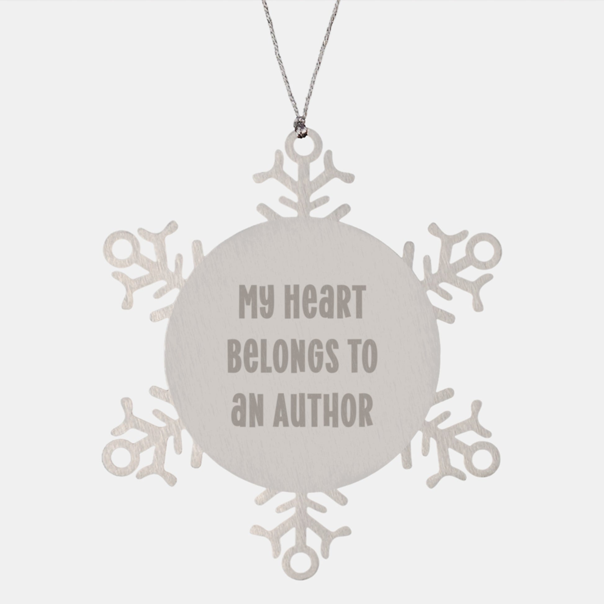 Author Snowflake Ornament Gifts from Men to Women, Funny Quote My Heart Belongs To An Author Christmas Unique Gifts for Author Friends Family - Image 1