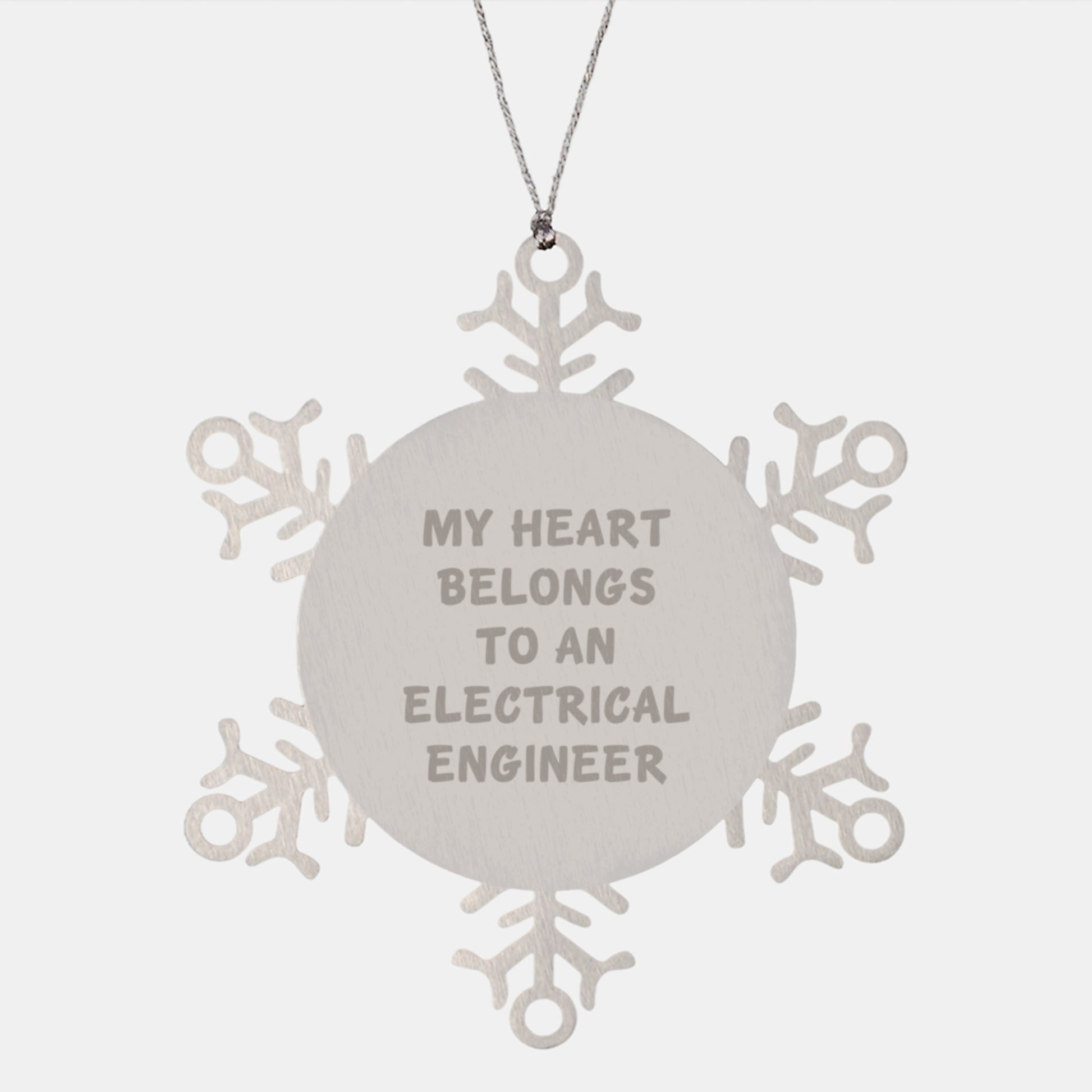 Gifts from Friends to Electrical Engineer, My Heart Belongs To An Electrical Engineer Funny Quote Snowflake Ornament, Unique Christmas Unique Gifts for Electrical Engineer Men - Image 1