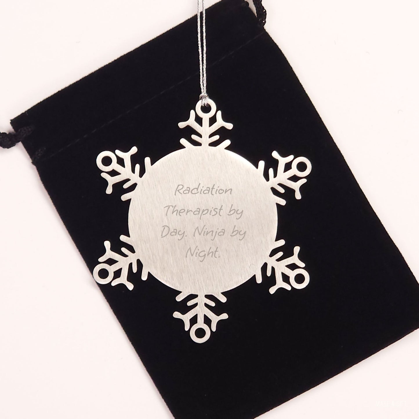 Radiation Therapist Gifts from Men Friends Coworkers Family for Christmas Unique Ornaments, Snowflake Ornament Stainless Steel Ninja By Day. Ninja By Night. Funny Quote - Image 2