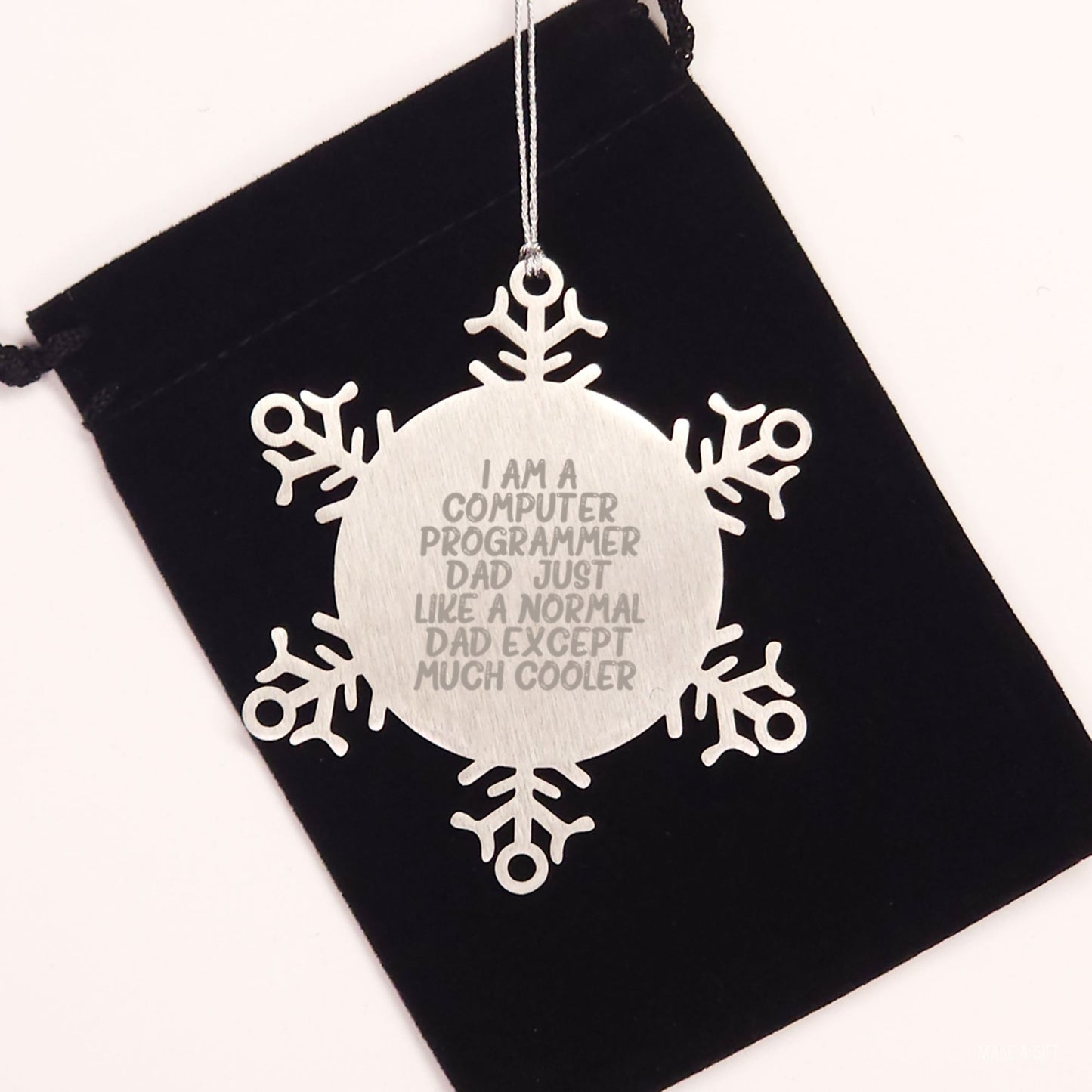 Computer Programmer Dad Snowflake Ornament, Funny Gifts for Men, Women, Friends, Coworkers, Family, Christmas Unique Ornaments - Image 2