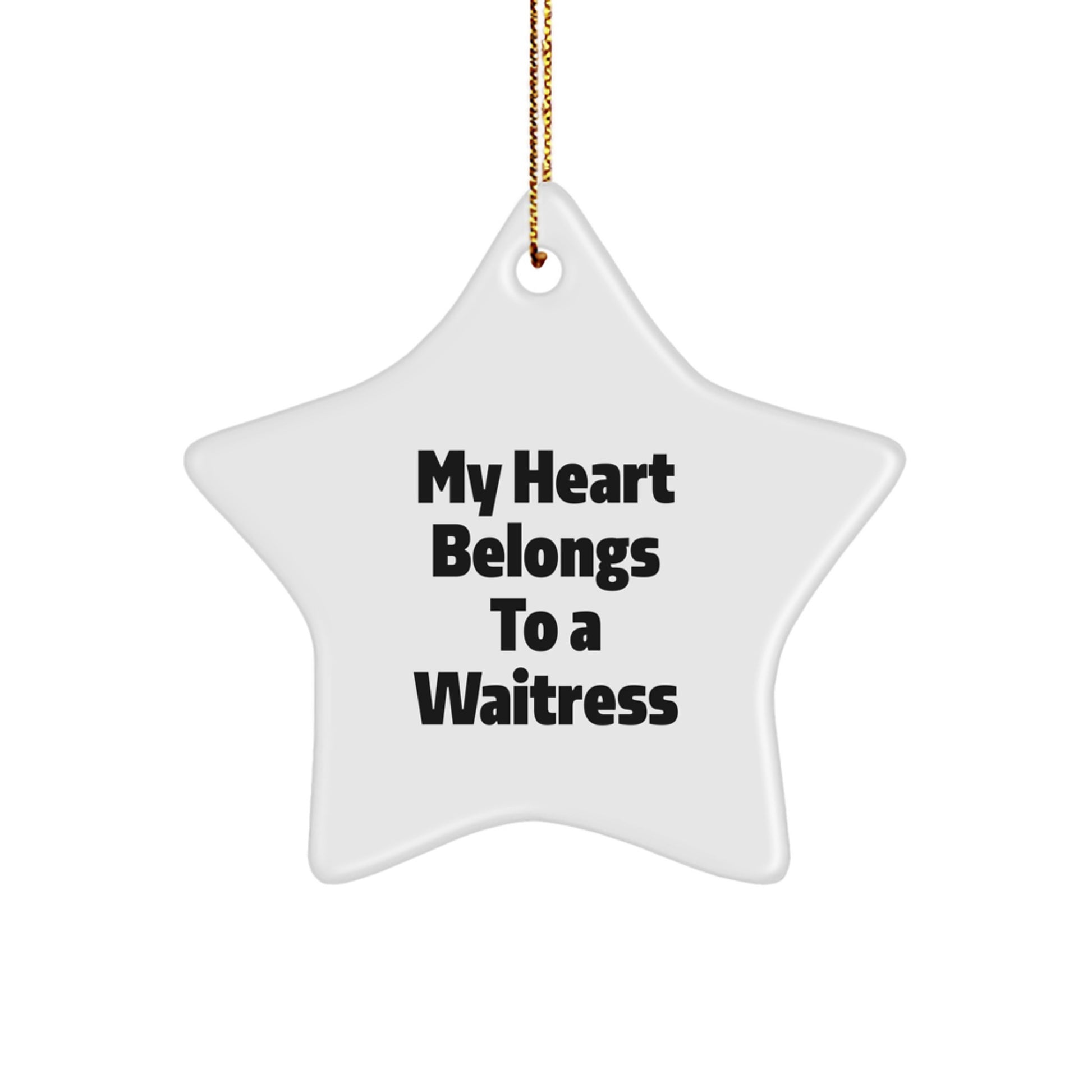 Funny Waitress Gifts from Men for Waitress Love Star Ornament, White Star Shaped Gift for Waitress on Christmas - Image 1