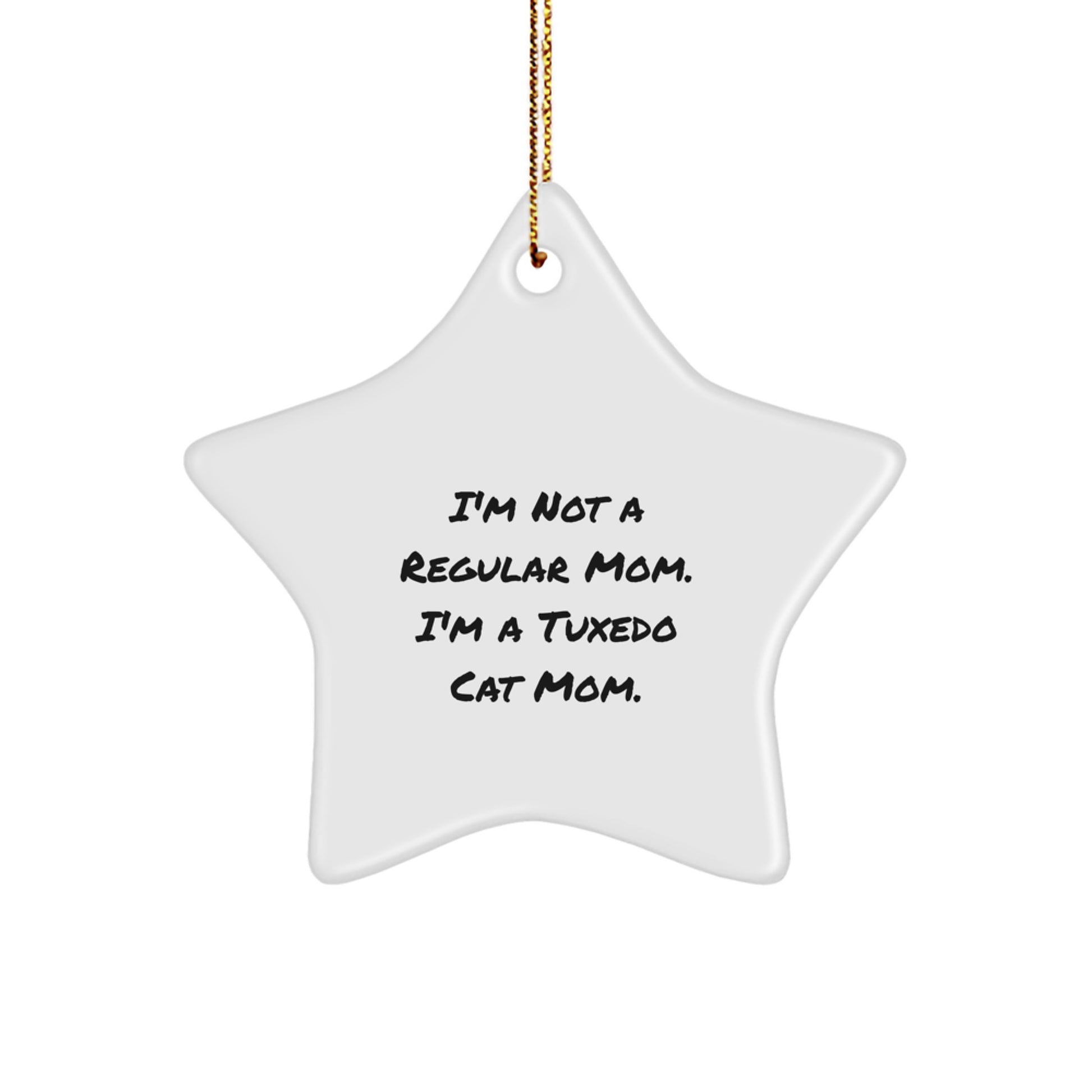 Tuxedo Cat Mom Funny Gifts White Star Ornament for Christmas from Mom to Tuxedo Cat Lover - Image 1
