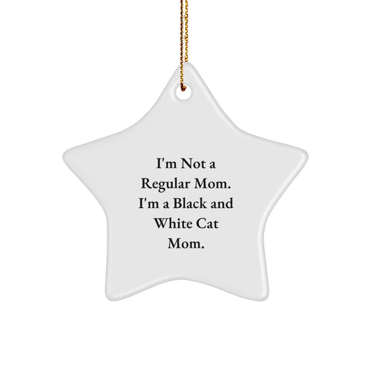 Funny Black and White Cat Mom Gifts from Friends for Black and White Cat Lover - Star Ornament, Christmas Unique Decorations - Image 1