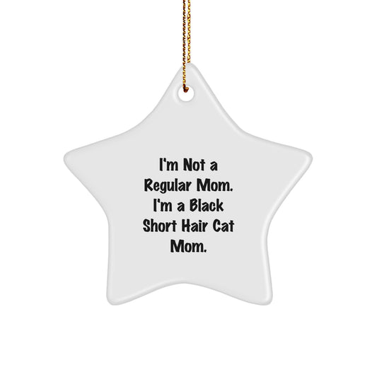 Funny Black Short Hair Cat Mom Star Ornament, Gifts for Black Short Hair Cat Lovers, Unique Christmas Unique Gifts from Women to Friends - Image 1
