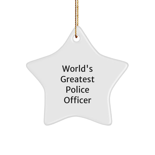 Funny Police Officer Gifts from Friends, World's Greatest Star Ornament for Men, Christmas Unique Gifts - Image 1