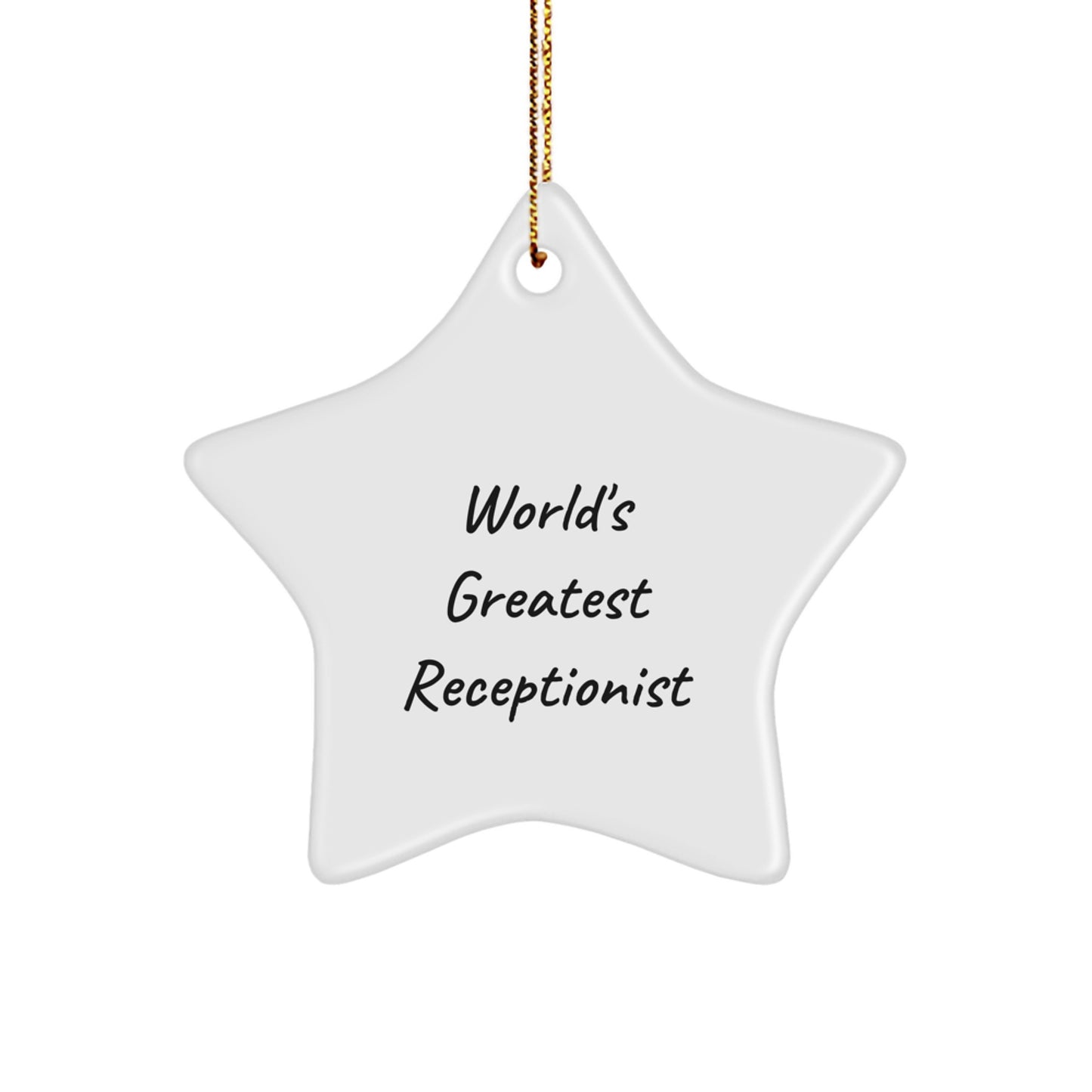 Funny 'World's Greatest Receptionist' Star Ornament Gifts from Men to Women Colleagues for Office Christmas Decor - Image 1