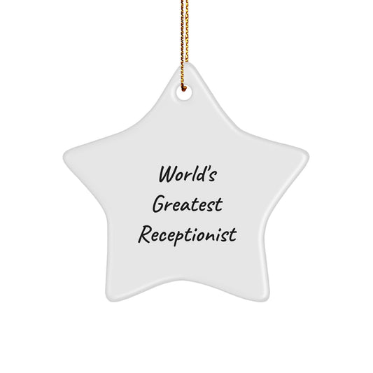 Funny 'World's Greatest Receptionist' Star Ornament Gifts from Men to Women Colleagues for Office Christmas Decor - Image 1