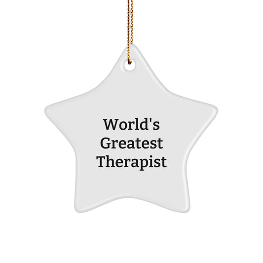 Funny World's Greatest Therapist Star Ornament Gifts from Men, Women, Coworkers, Family, Friends for Therapist Christmas Unique Decorations - Image 1