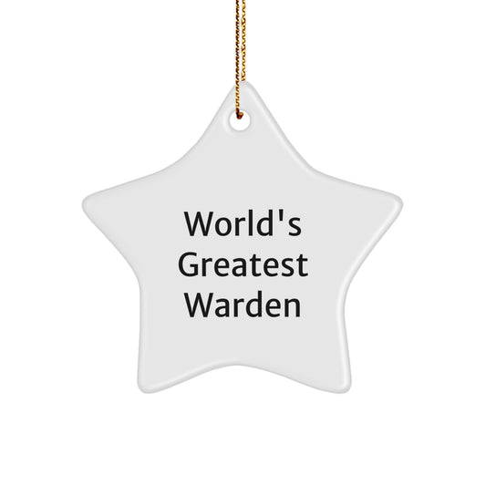 Funny World's Greatest Warden Gifts from Friends to Family Star Ornament, Christmas Unique Gifts for Warden - Image 1