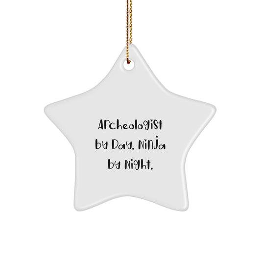 Archeologist Gifts Christmas Star Ornament Archeologist By Day. Ninja By Night. Funny Gift for Archeologist Friends - Image 1
