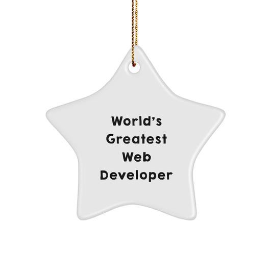 Funny Web Developer Gifts from Friends - World's Greatest Web Developer Star Ornament for Christmas - Image 1