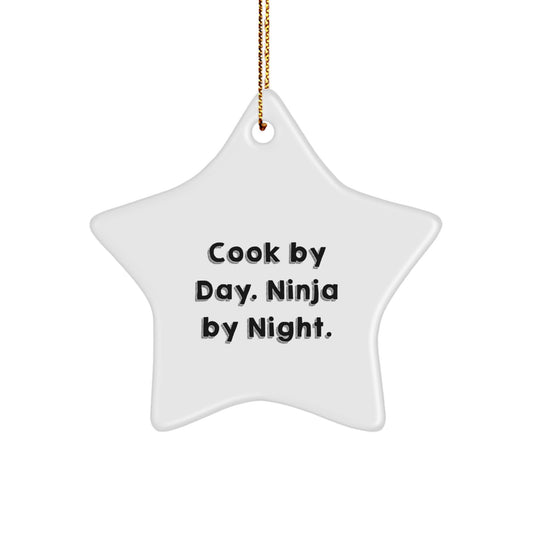 Funny Cook Gifts for Christmas - Star Ornament, Gift from Men to Cook, Cook by Day Ninja by Night - Image 1
