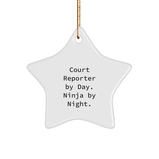Funny Court Reporter Gifts for Women from Men - Court Reporter Star Ornament, Sublimation Printed Star Ornament for Christmas Unique Gifts - Image 1