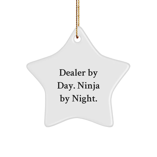 Funny Dealer Gifts from Men - Star Ornament, Dealer By Day Ninja By Night Christmas Unique Presents for Dealer, Friends, Family - Image 1
