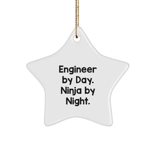 Funny Engineer Gifts for Christmas, Star Ornament with 'Engineer By Day. Ninja By Night.' Quote, Perfect for Men or Women Friends and Family - Image 1