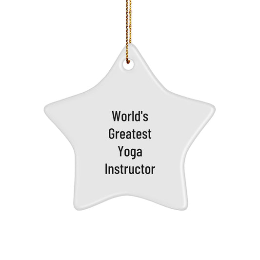 Funny World's Greatest Yoga Instructor Gifts for Friends, Unique Christmas Decorations Star Ornament, Yoga Instructor Star Shaped Gift for Men Women - Image 1